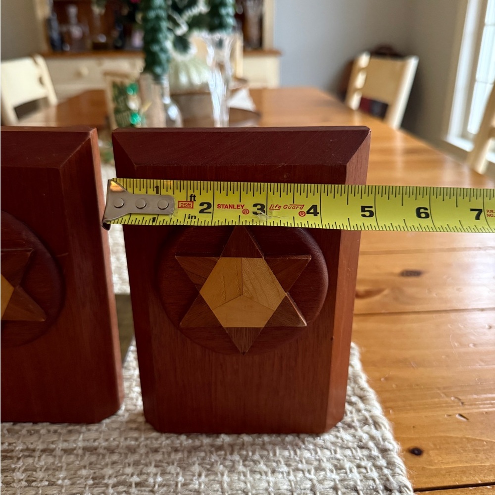 Ram-Sand Cherry Wood Engraved Accent 3D Panel Star of David Bookends - Picture 14 of 15